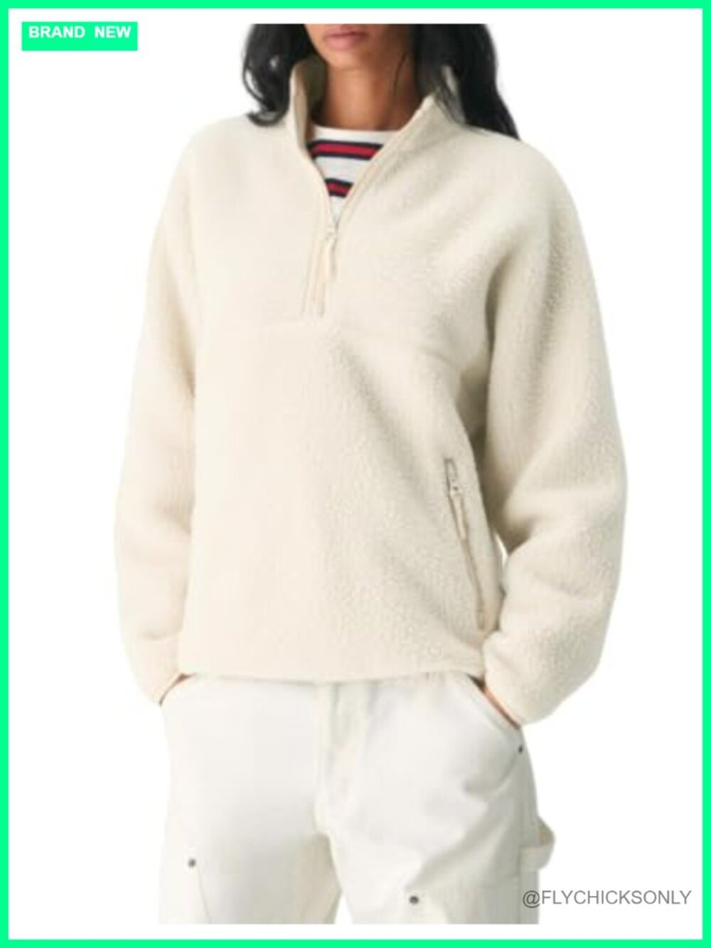Sherpa Fleece Quarter Zip Pullover Sweatshirt Womens